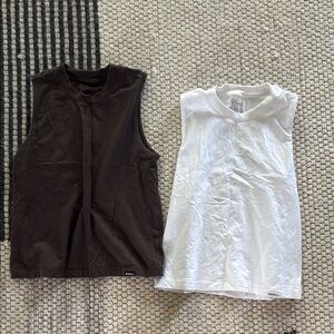 Nobull Sleeveless Tops - dark brown and White